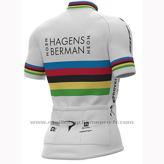 2019 Maillot Cyclisme UCI Monde Champion Androni Giocattoli Blanc Manches Courtes et Cuissard